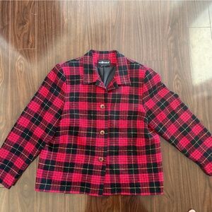 Vintage Sag Harbor women’s  Plaid Blazer - Red and Black size L/ XL